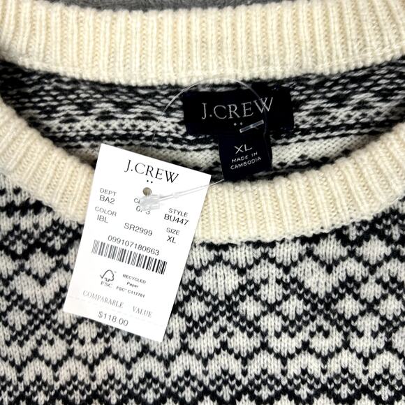 J Crew Sweater Mens XL Lambswool Blend Fair Isle Sweater Geometric NWT MSRP $118 - Picture 3 of 10